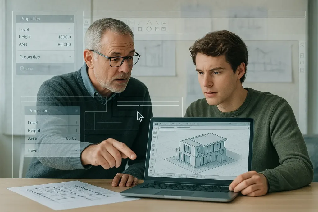 сравнение бумажного плана и цифровой модели в REVIT