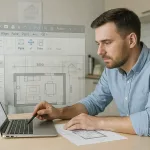 мужчина разрабатывает интерьер на домашнем столе в REVIT