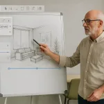 преподаватель объясняет интерьерный проект с REVIT